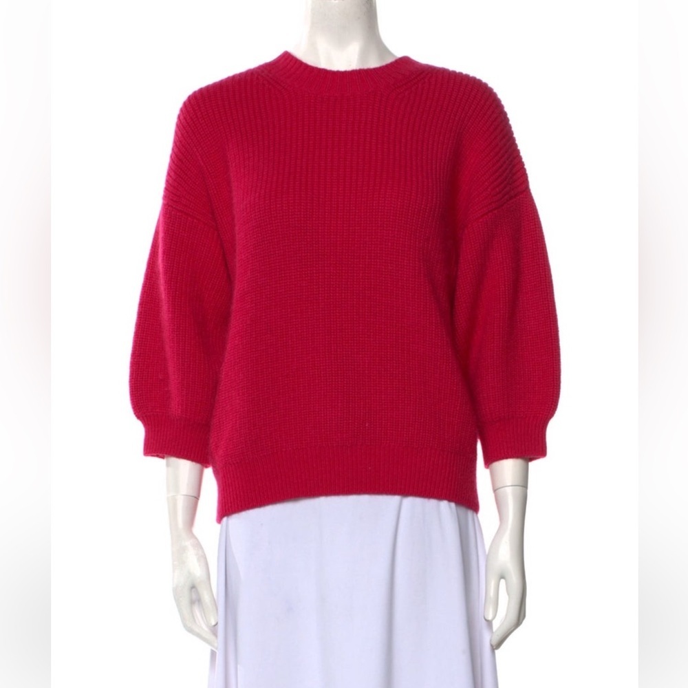 3.1 Philip Lim Dark Pink Wool Mohair Statement Sleeves Pullover Sweater